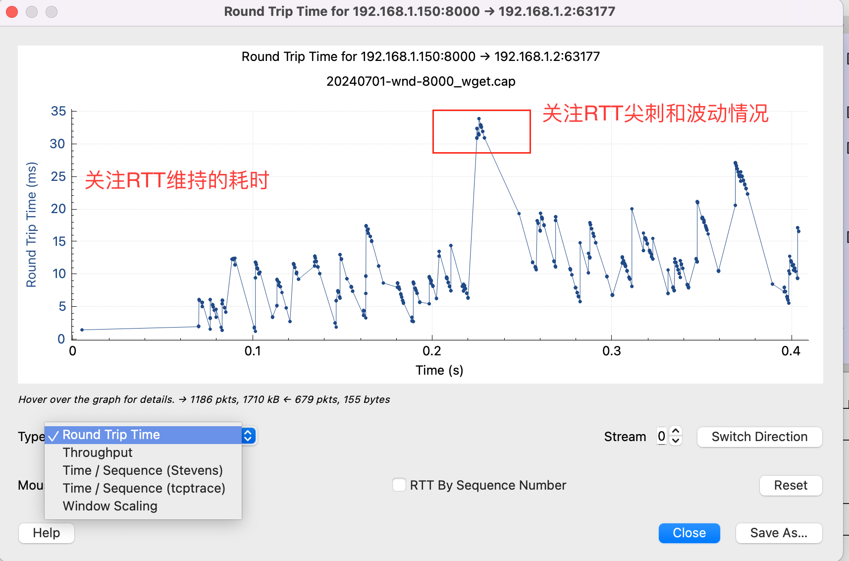 tcp RTT图形